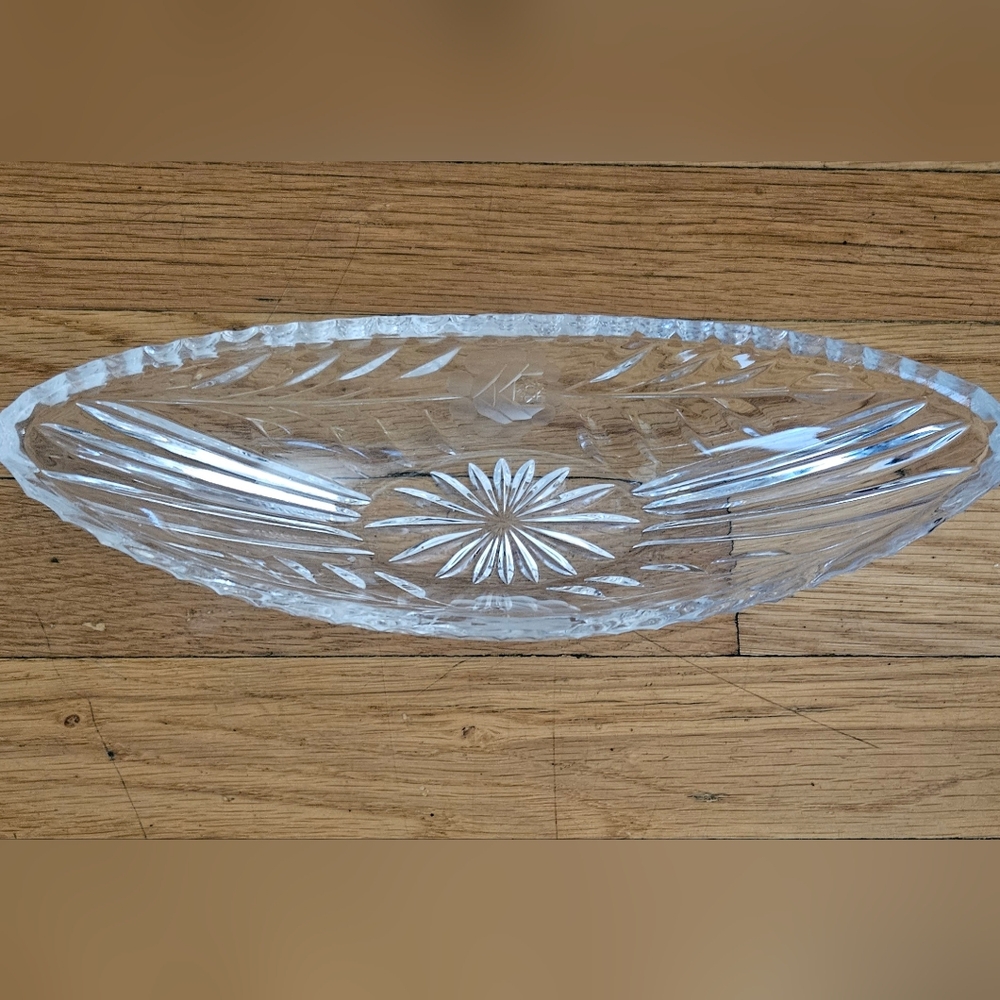 House Of Global Art Hand-Cut Lead Crystal Oval Dish From Germany